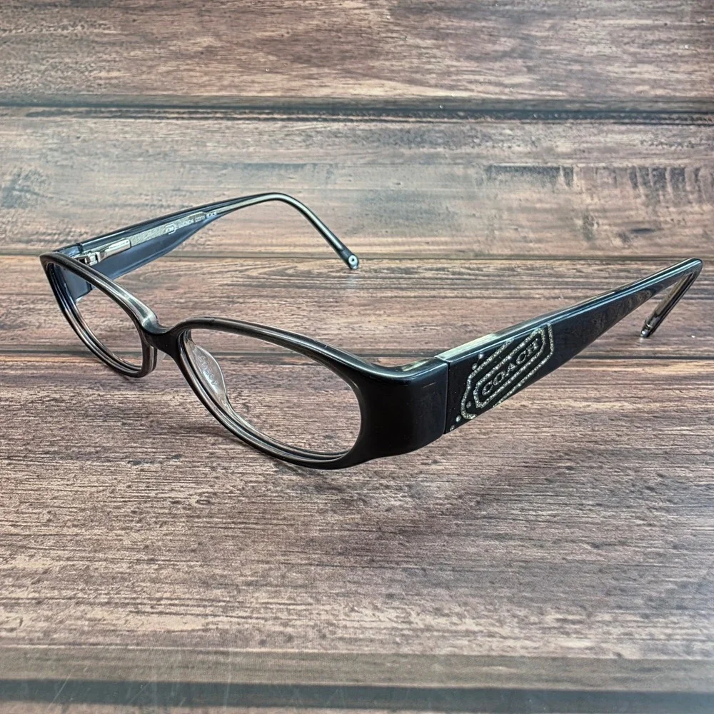 Coach Lucinda 2011 Eyeglasses Black Oval Frames Glitter Logo 46-12